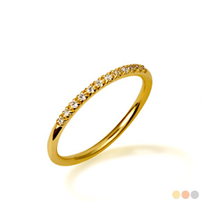 14K Gold Lab Grown Diamond Studded Band Ring