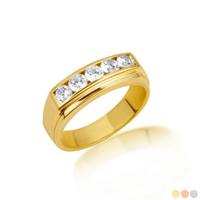 14K Gold Channel Set 1ct Lab Grown Diamond Wedding Band