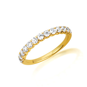 14K Gold Pave Set Lab Grown Diamond Engagement Wedding Band