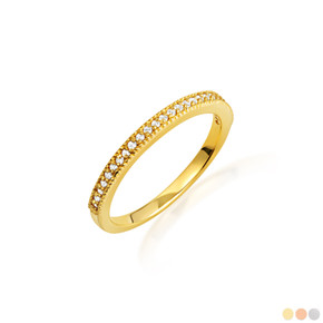 Gold Pave Set Lab Grown Diamond Wedding Band Ring Gold Pave Set Lab Grown Diamond Wedding Band Ring