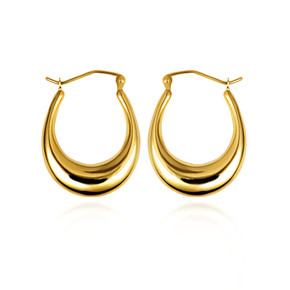 Yellow Gold Flat Wide Hoop Earrings