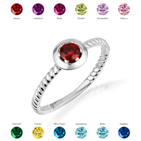 Silver Stackable Custom Birthstone Ring