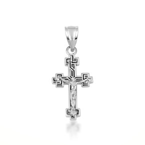 .925 Sterling Silver Cross Crucifix Jesus Christ Enamel Pendant