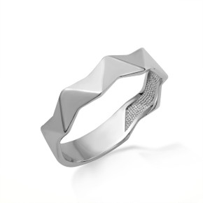 .925 Sterling Silver Geometric Textured Band Ring