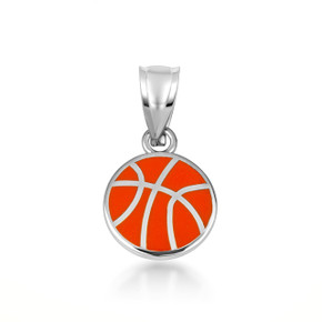 Silver Enamel Basketball Pendant Silver Enamel Basketball Pendant