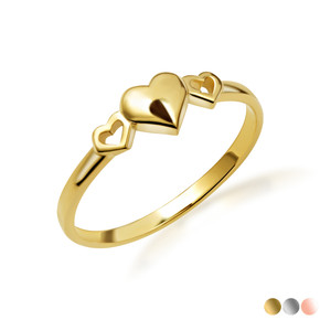 Gold Triple Heart Love Ring