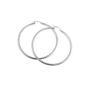 .925 Sterling Silver Diamond Cut Tube Hoop Earrings