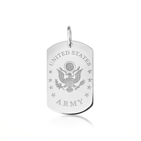  .925 Sterling Silver United States Army Eagle Emblem Officially Licensed Dogtag Pendant