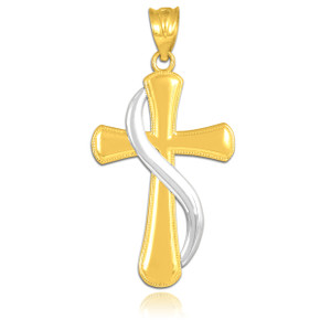 Two-Tone Gold Flame of the Holy Spirit Cross