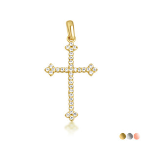 Gold Studded Botonee Budded Cross Pendant