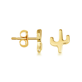 Yellow Gold Desert Cactus Stud Earrings