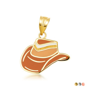 Gold Enamel Cowboy Hat Western Pendant Gold Enamel Cowboy Hat Western Pendant