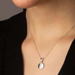 .925 Sterling Silver Cubic Zirconia Round Pendant Necklace on female model
