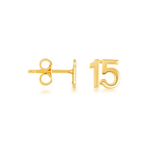 Yellow Gold 15 Años Quinceañera Stud Earrings
