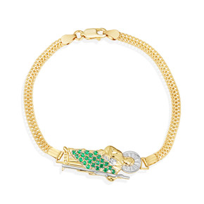 14K Two-Tone Yellow/White Gold 6.5" San Judas Cuban Link Bracelet with Emeralds 14K Two-Tone Yellow/White Gold 6.5" San Judas Cuban Link Bracelet with Emeralds