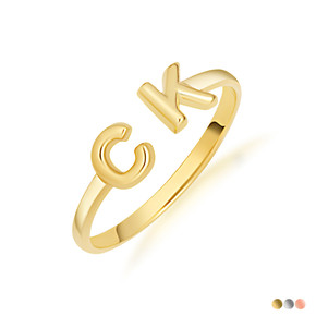 Gold Custom Letter "A-Z" Initial Band Ring