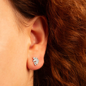 .925 Sterling Silver Unicorn Stud Earrings