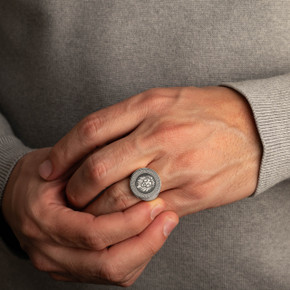 .925 Sterling Silver Regal Lion Signet Ring on male model