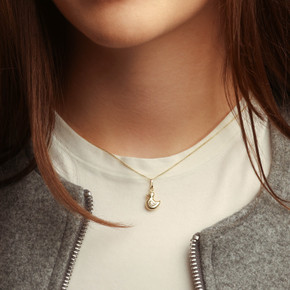 14K Gold Duck Necklace on female model