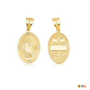 Gold Virgen Mary de Guadalupe Pendant front and back with Diamonds Gold Virgen Mary de Guadalupe Pendant front and back with Diamonds