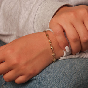 14K Gold Heart Link Bracelet