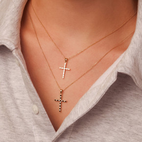 10K/14K Gold Cubic Zirconia Cross Necklace