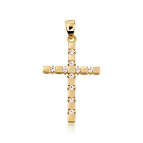 10K/14K Gold Cubic Zirconia Cross Necklace