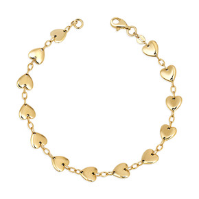 14K Gold Heart Chain Link Bracelet  14K Gold Heart Chain Link Bracelet