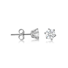 Silver 6mm Cubic Zirconia Stud Earrings  Silver 6mm Cubic Zirconia Stud Earrings