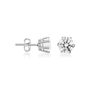 Silver 6mm Cubic Zirconia Stud Earrings  Silver 6mm Cubic Zirconia Stud Earrings