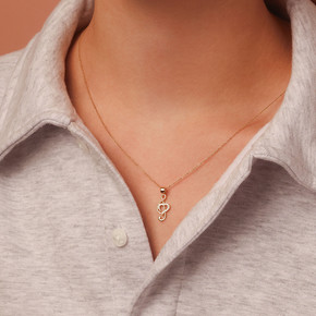 Gold Treble Clef Heart Necklace with Cubic Zirconia