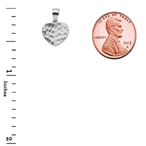 Silver Hammered Heart Pendant Necklace