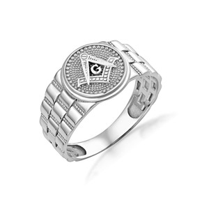 Mens Silver Freemasons Signet Ring