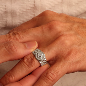 Mens Silver Freemasons Signet Ring