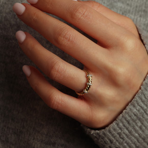 10K/14K Yellow Gold Twisted Band with CZ Accents