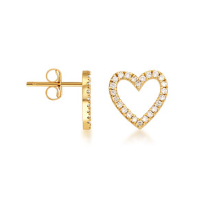 10K/14K Yellow Gold Lab Grown Diamond Minimal Heart Studs