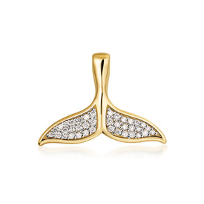 10K/14K Solid Gold Lab Grown Diamond Wale Tale Pendant Necklace with Hidden Bail