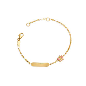 14K Gold Custom Baby Name Butterfly Charm Bracelet - Engravable Jewelry