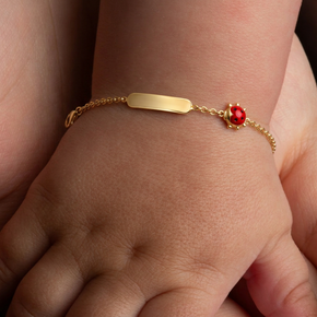 14K Gold Custom Baby Name Ladybug Charm Bracelet
