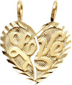Yellow Gold "LOVE" Breakable Heart Pendant - Small