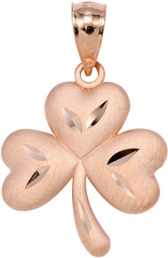 Rose Gold Diamond Cut Clover  Pendant