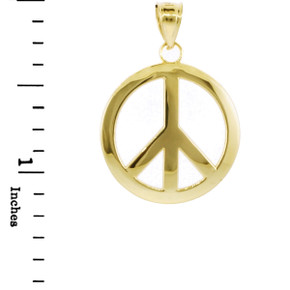 Gold Peace Symbol Pendant (L)