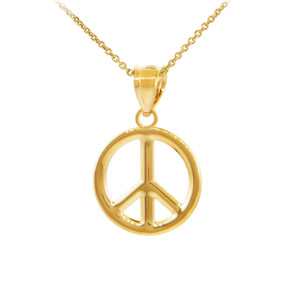 Gold Peace Symbol Pendant Necklace (M) (Available in Yellow/Rose/White Gold)