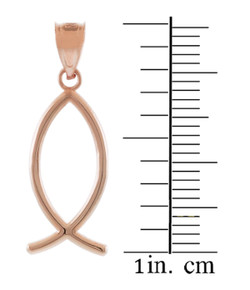 Rose Gold Ichthus (Fish) Vertical Pendant Necklace