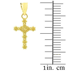 Gold Floral Cross Charm Pendant Necklace
