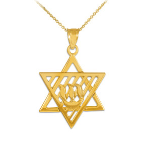 Yellow Gold Flaming  Star of David