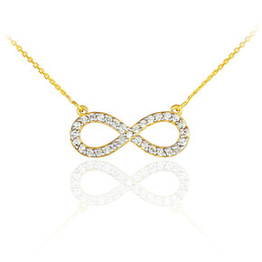 14K Gold Diamond Infinity Pendant Necklace(Available In Yellow/Rose/White Gold) 14K Gold Diamond Infinity Pendant Necklace(Available In Yellow/Rose/White Gold)