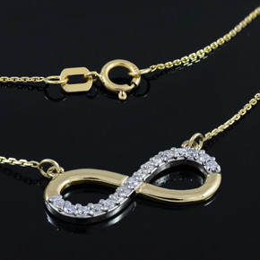 14K Gold Infinity Polished Pendant Necklace with CZ