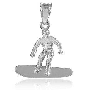 Silver Surfer Charm Sports Pendant Necklace