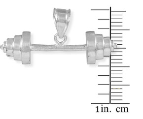 White Gold Dumbbell Charm Sports Pendant Necklace